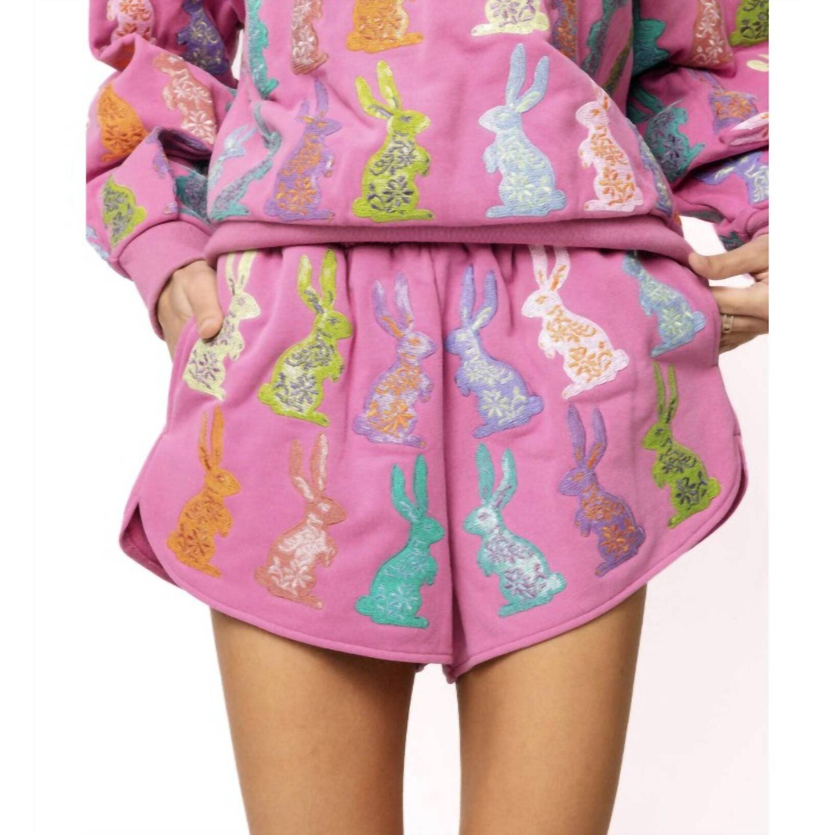 New Queen Of Sparkles Easter Bunny Sweatshorts In Purple